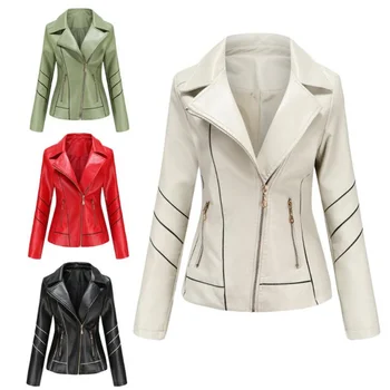 2021 geaca de piele femei subțire PU scurte, haine de primăvară și de toamnă cu fermoar motocicleta haine stil nou casaco feminino jaqueta