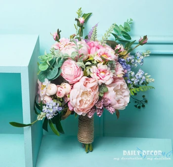28cm dimensiuni mari de culoare Roz, flori de nunta buchet de mireasa pădure petrecere mireasa mână de flori mare buchet de mireasa