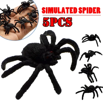 5pcs Horror Black Spider Casa Bantuita Petrecere de Halloween Decor Complicat Jucărie 4.5 cm Negru Spider Bar Partidul Decor Consumabile