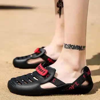 De vară pentru Bărbați de Mari Dimensiuni Sandale Fund Moale Anti-Alunecare Baotou Gaura Pantofi Casual, Pantofi Romane în aer liber, Sandale de Plajă trecere prin vad Pantofii