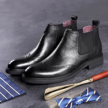 Desai Brand Autentic Cizme din Piele de Vițel Om Subliniat Toe Pantofi de Calitate de Top Stil Britanic Scurt Cizme pentru Bărbați Dimensiune 38-43