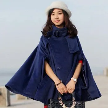 mantie de lână haină de lână mantou pentru femei bat mâneci șal mantie