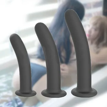 Negru 3 Dimensiuni de Silicon Vibrator Nici o Vibrație Cu ventuza Fraier Mare Penis Anal Plug pentru Omul Adult Jucarii Sexuale pentru Incepatori