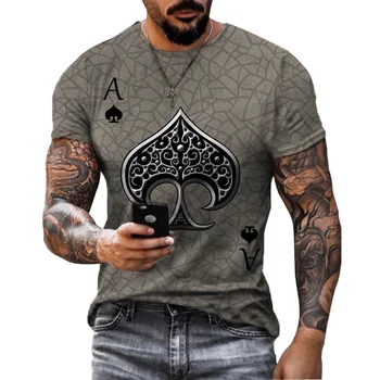 Poker 3D de Imprimare Tricou Haine Topuri Oameni Amuzant 3d T-shirt de Vara Tricou Carti de Joc Haine jocuri de Noroc Tricouri